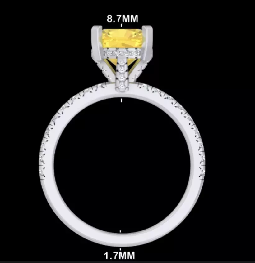 Cushion-Cut Yellow Gemstone Engagement Ring  3D model_1