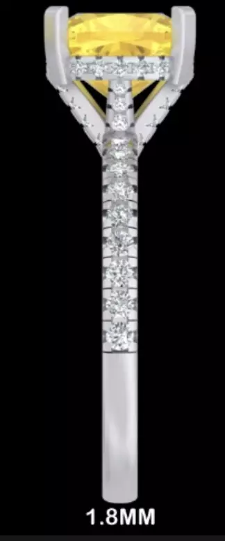 Cushion-Cut Yellow Gemstone Engagement Ring  3D model_2