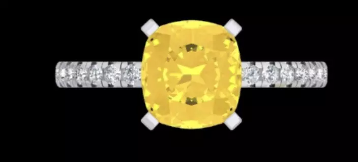 Cushion-Cut Yellow Gemstone Engagement Ring  3D model_0
