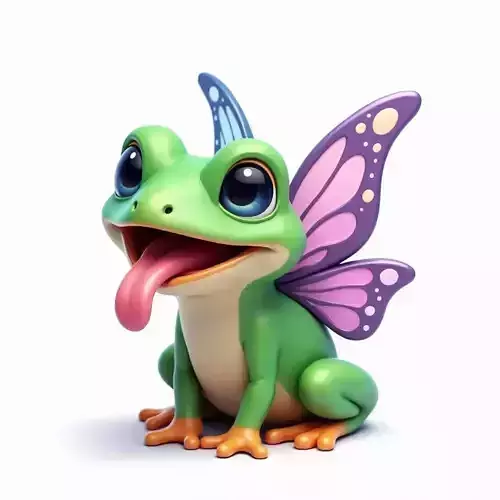 Fairy Frog with Butterfly Wings 3D Model Low-poly 3D model