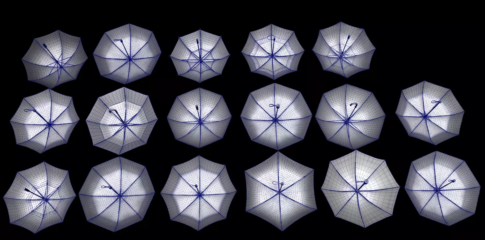 Umbrellas Pack Low-poly 3D model_2