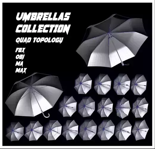 Umbrellas Pack Low-poly 3D model Umbrellas Pack Low-poly 3D model