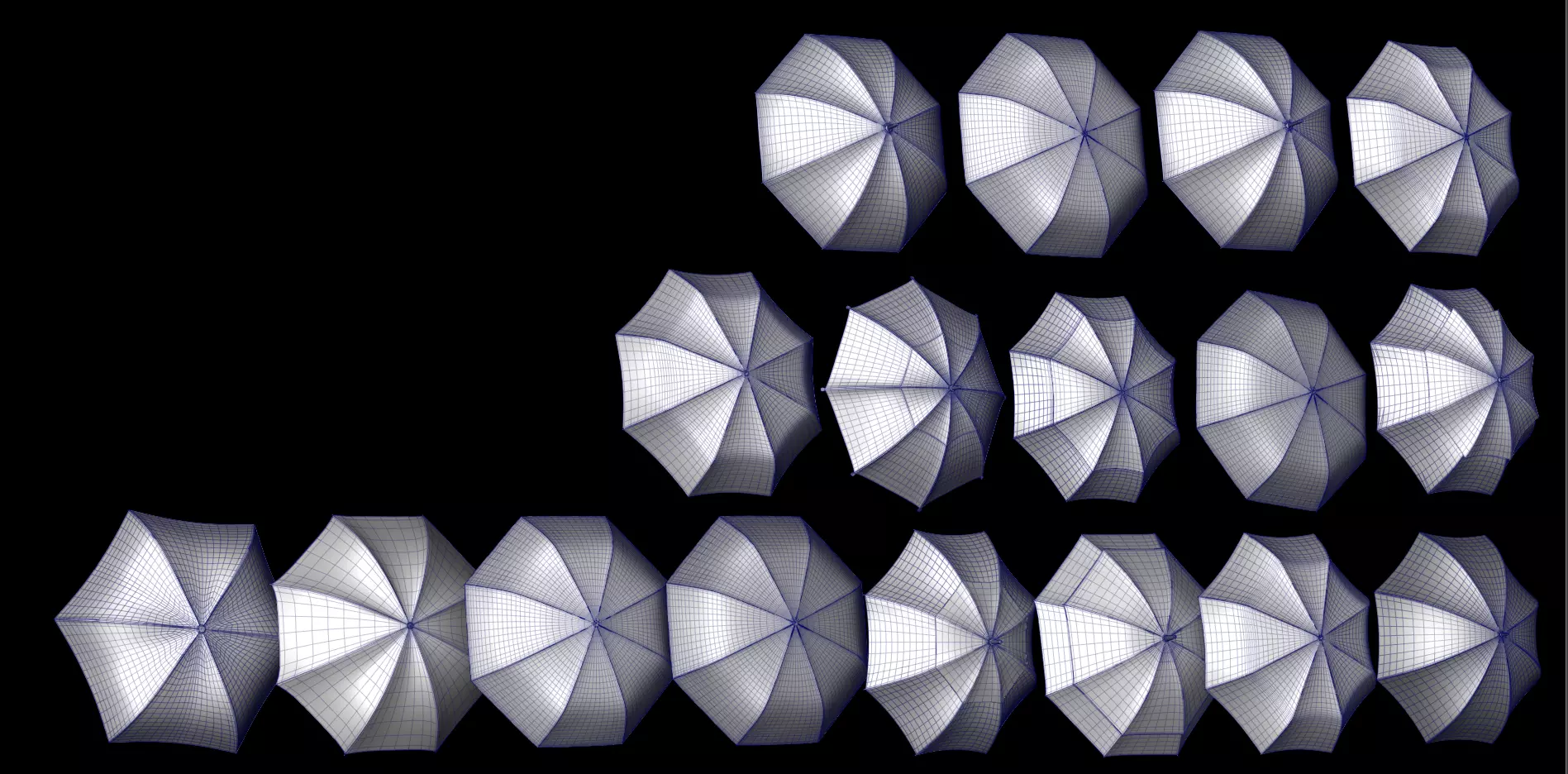 Umbrellas Pack Low-poly 3D model_1