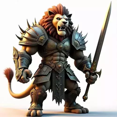 Lion Warrior Knight 3D Model Low-poly 3D model