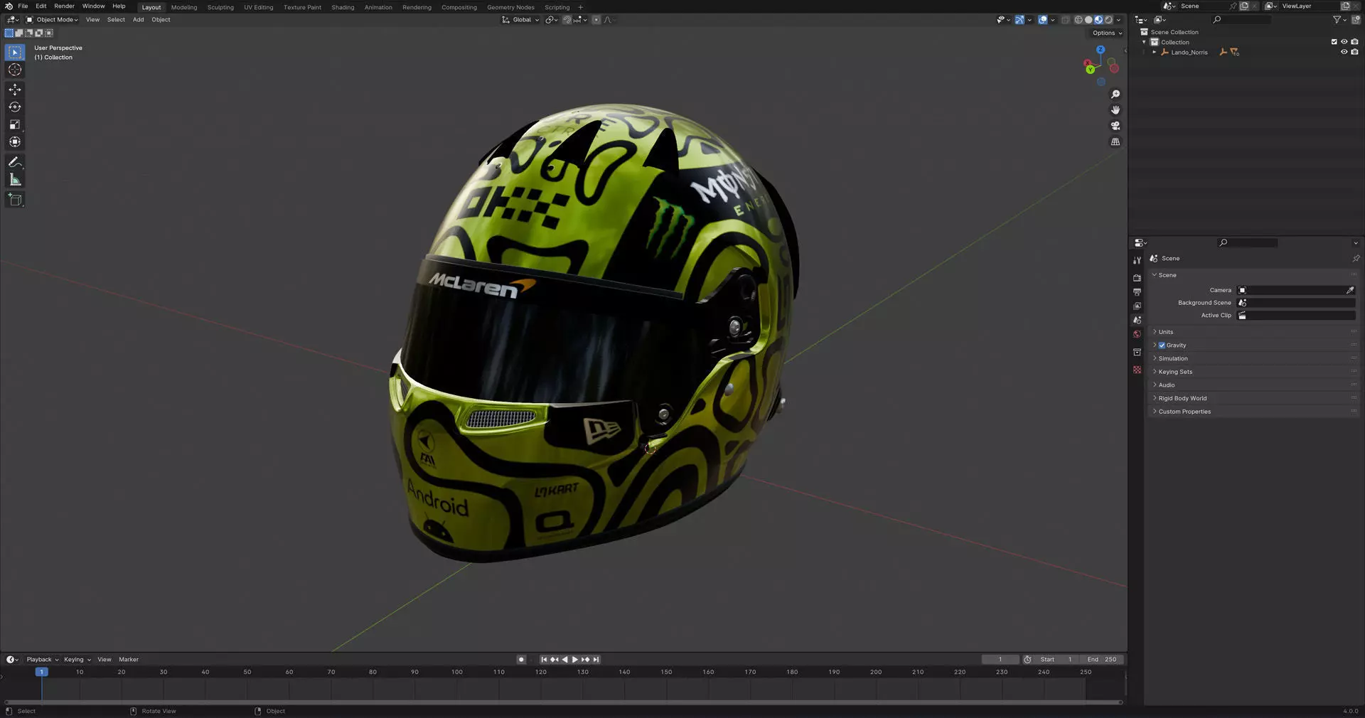 F1 Lando Norris Helmet 2024 3D model_11