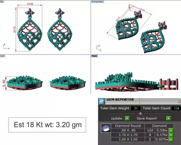 55 Pcs Two Tone Light Weight Trendy Earings Sample Free 3D print model