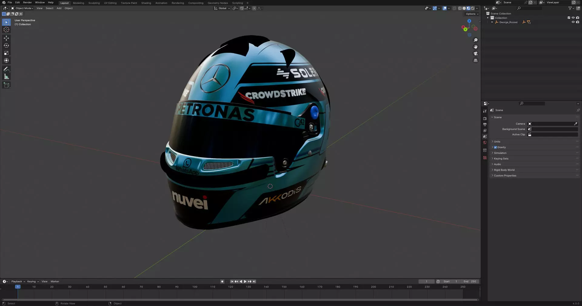 F1 George Russel Helmet 2024 3D model_11