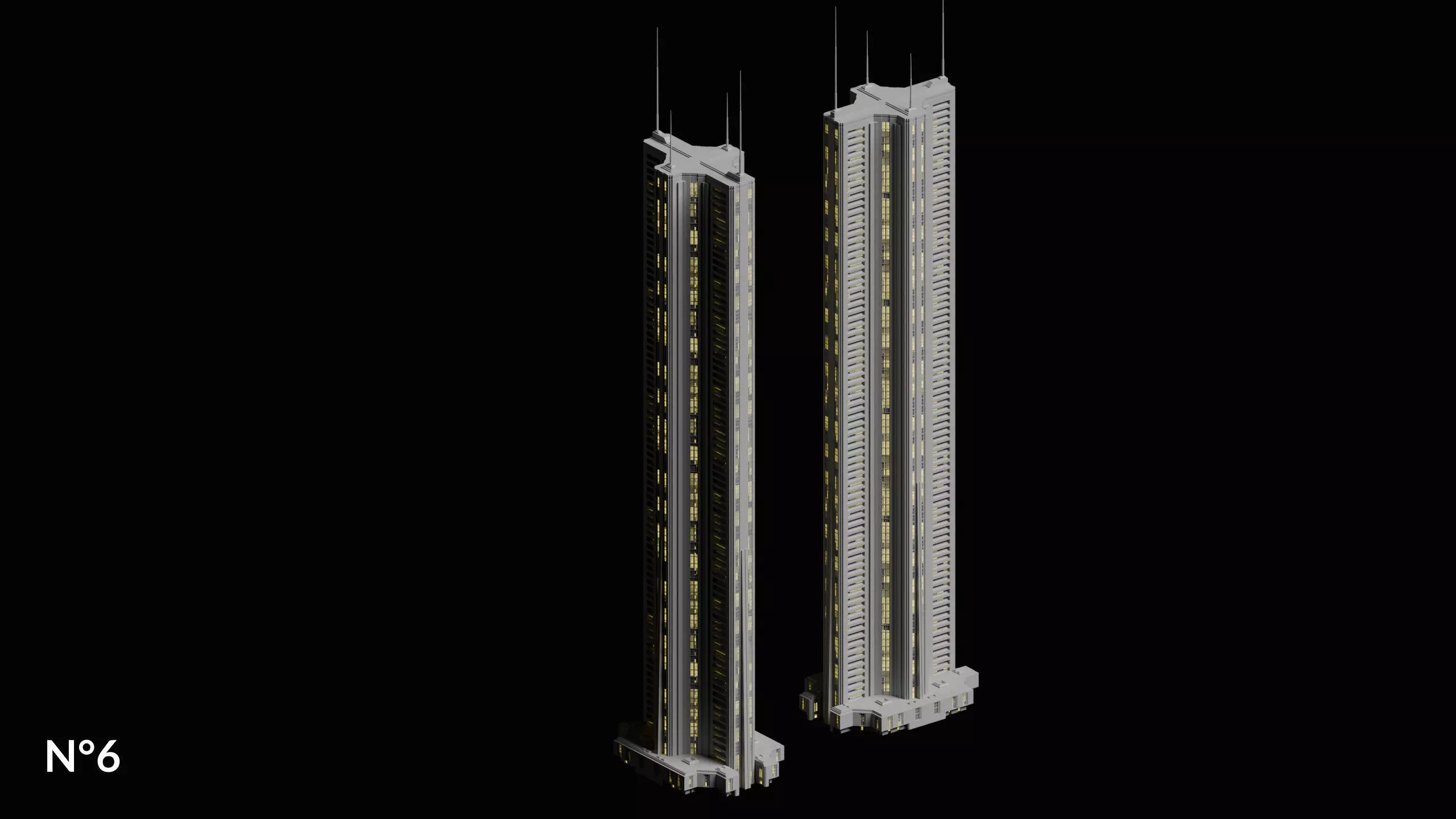 20 Sci-Fi Buildings and Skyscraper Cyberpunk Pack Blender Low-poly 3D model_17