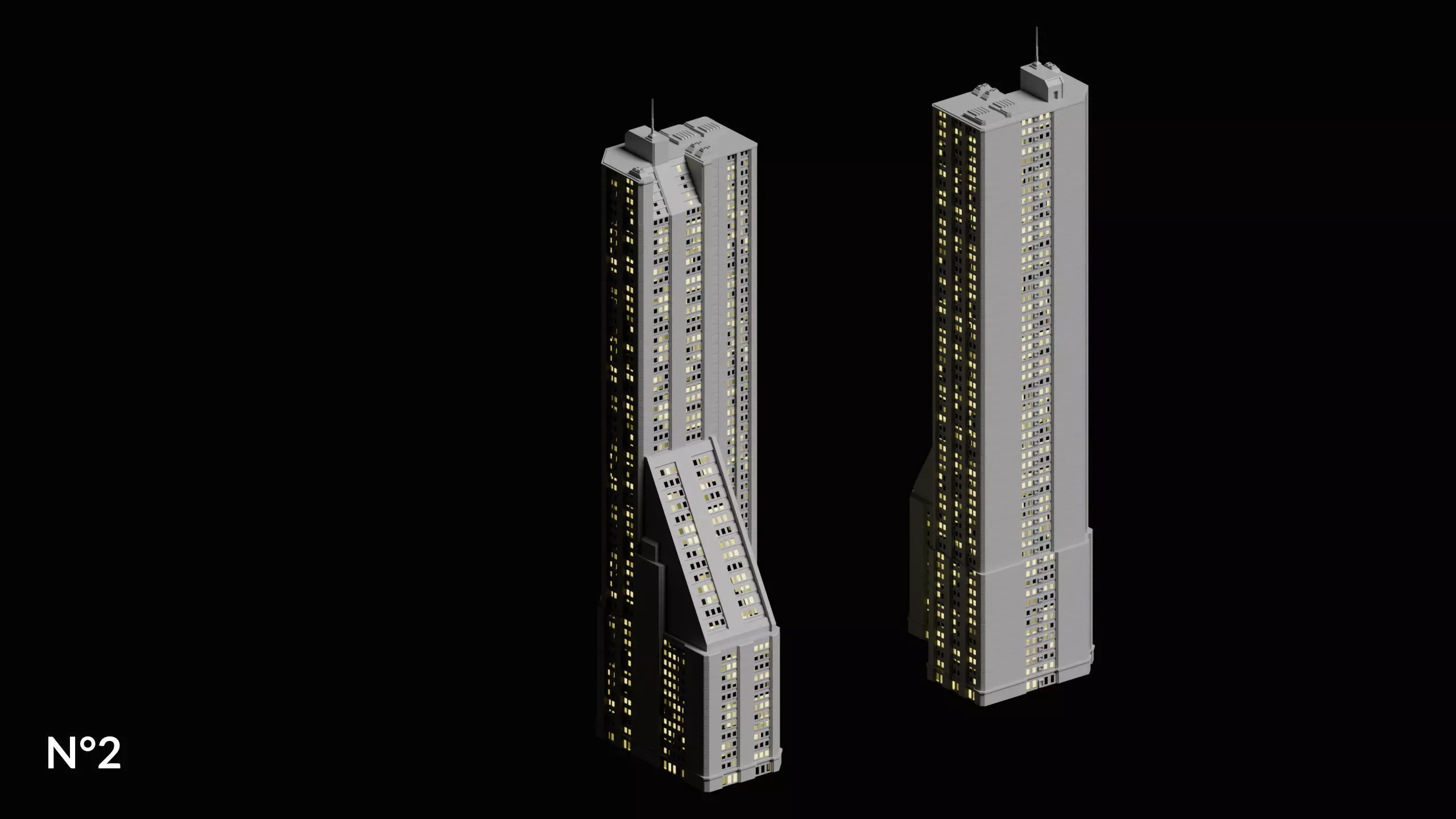 20 Sci-Fi Buildings and Skyscraper Cyberpunk Pack Blender Low-poly 3D model_13