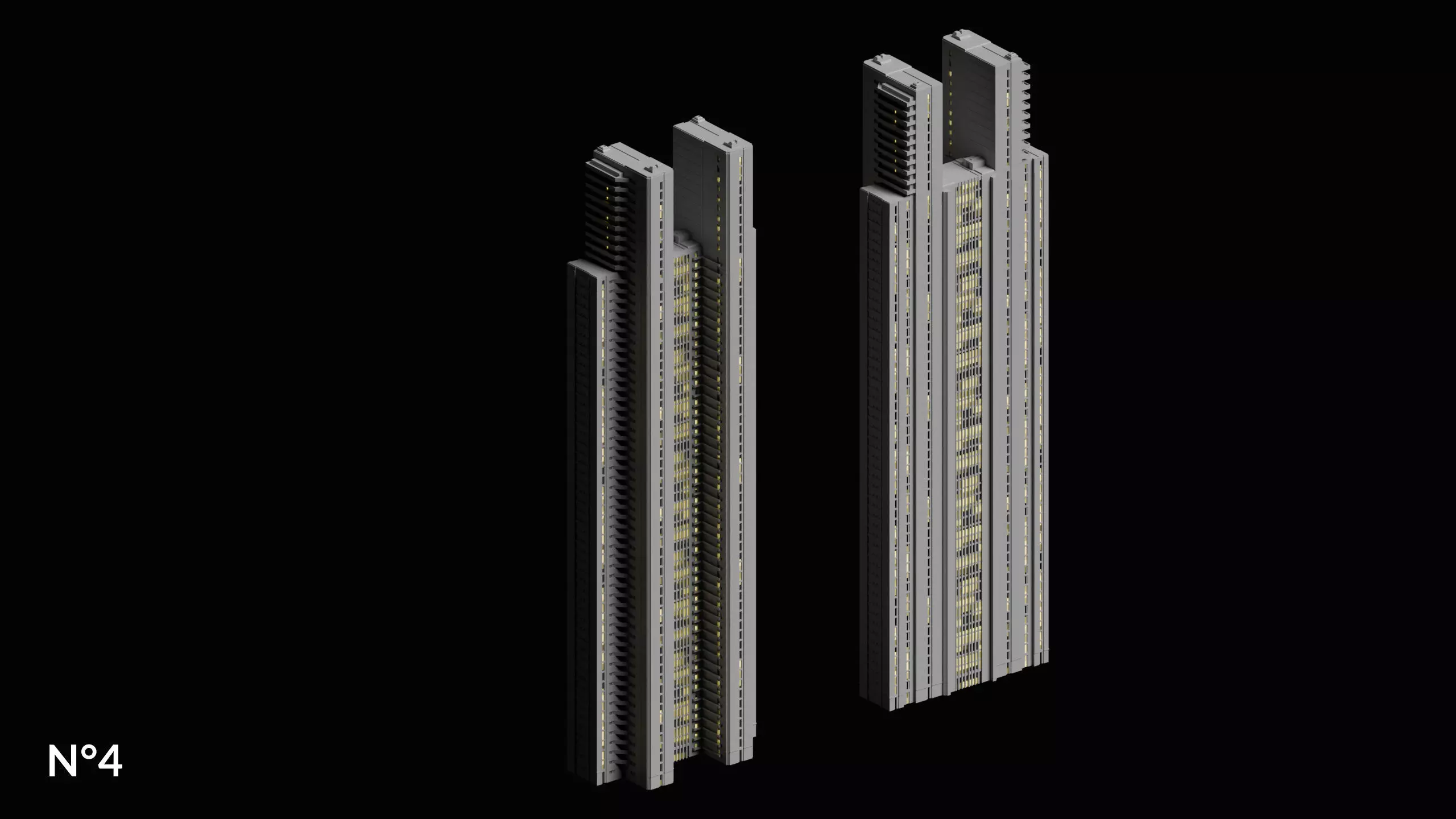 20 Sci-Fi Buildings and Skyscraper Cyberpunk Pack Blender Low-poly 3D model_15