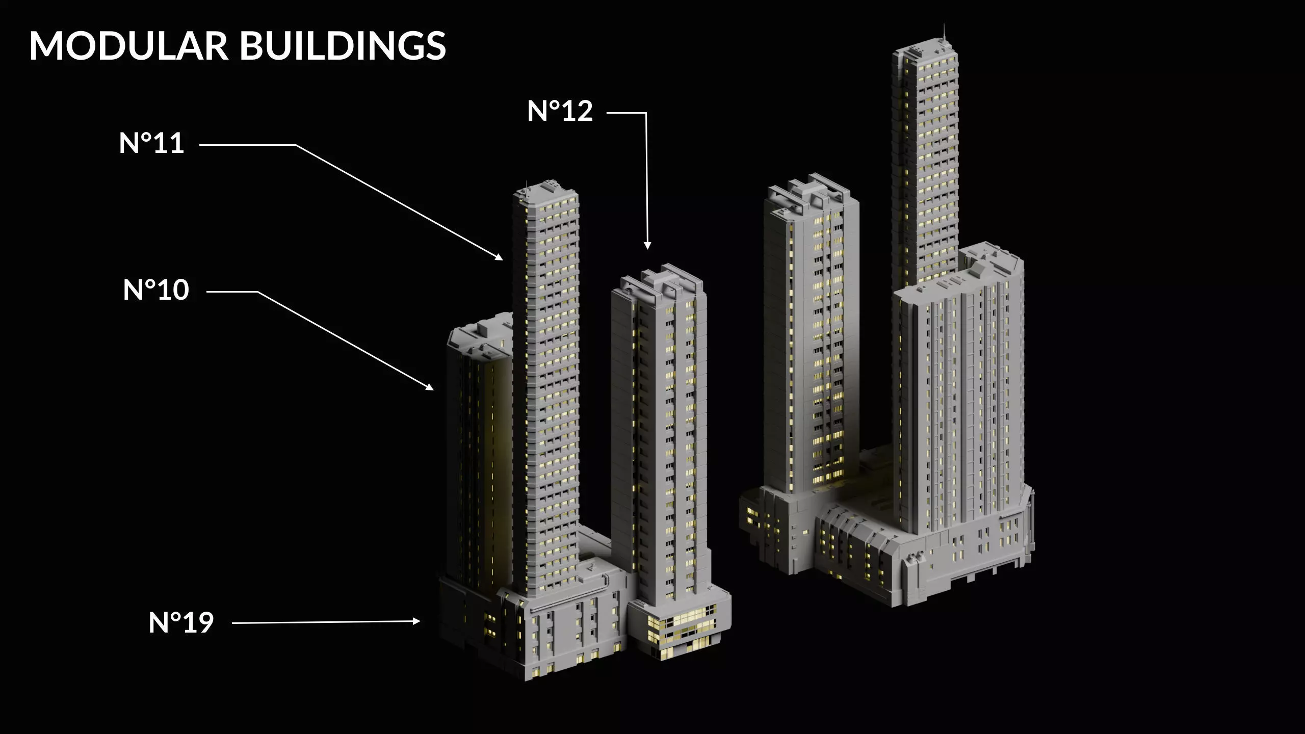20 Sci-Fi Buildings and Skyscraper Cyberpunk Pack Blender Low-poly 3D model_2