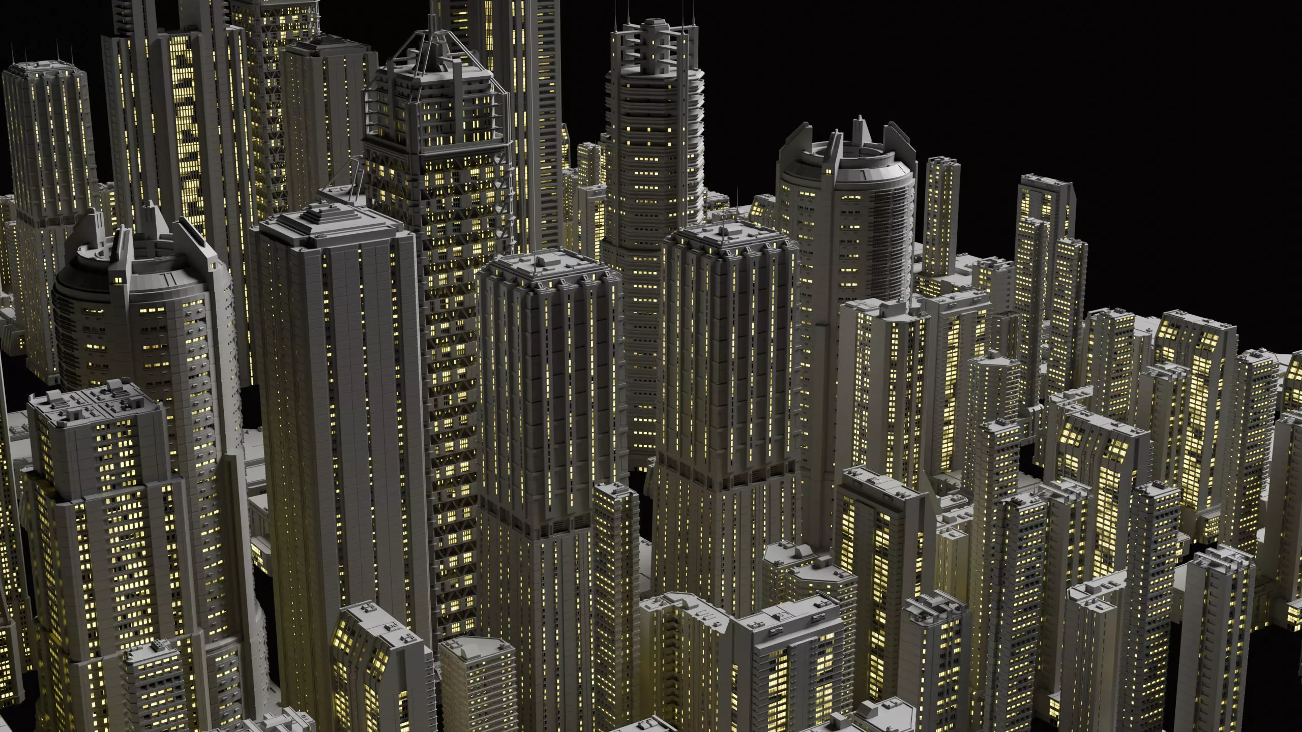 20 Sci-Fi Buildings and Skyscraper Cyberpunk Pack Blender Low-poly 3D model_9