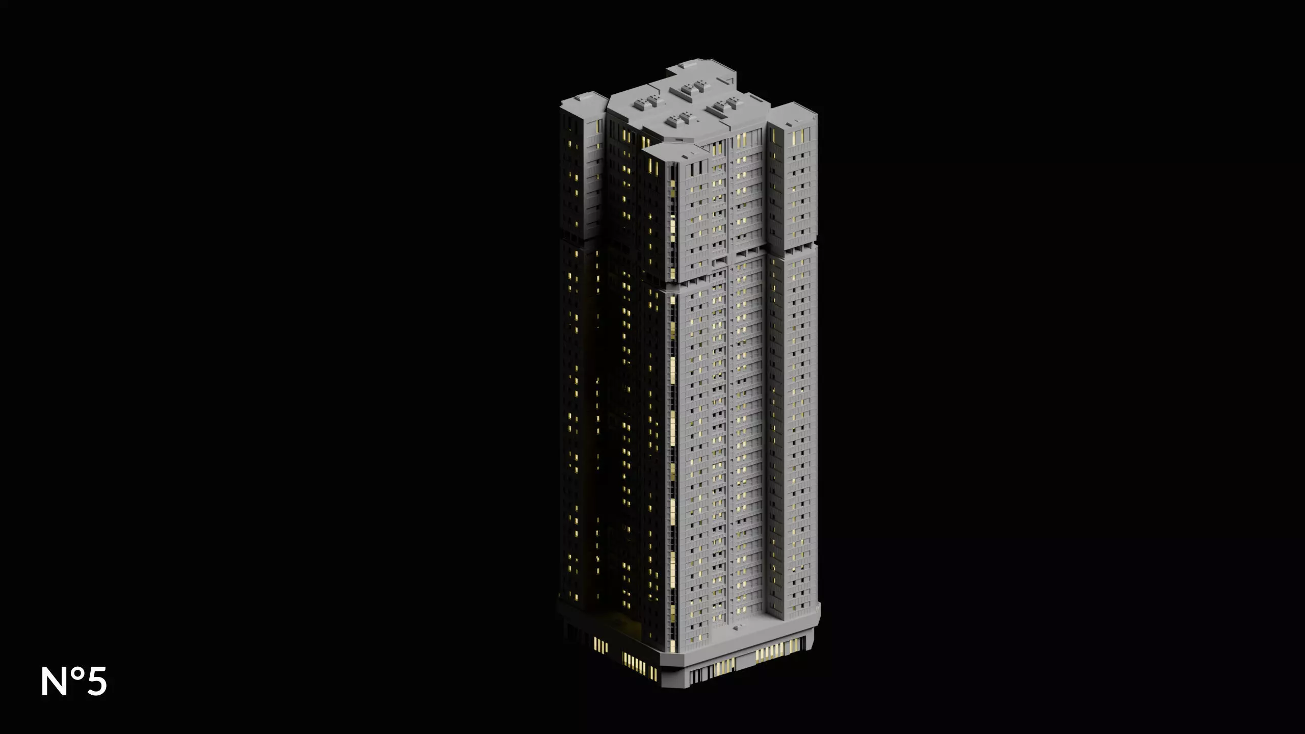 20 Sci-Fi Buildings and Skyscraper Cyberpunk Pack Blender Low-poly 3D model_16