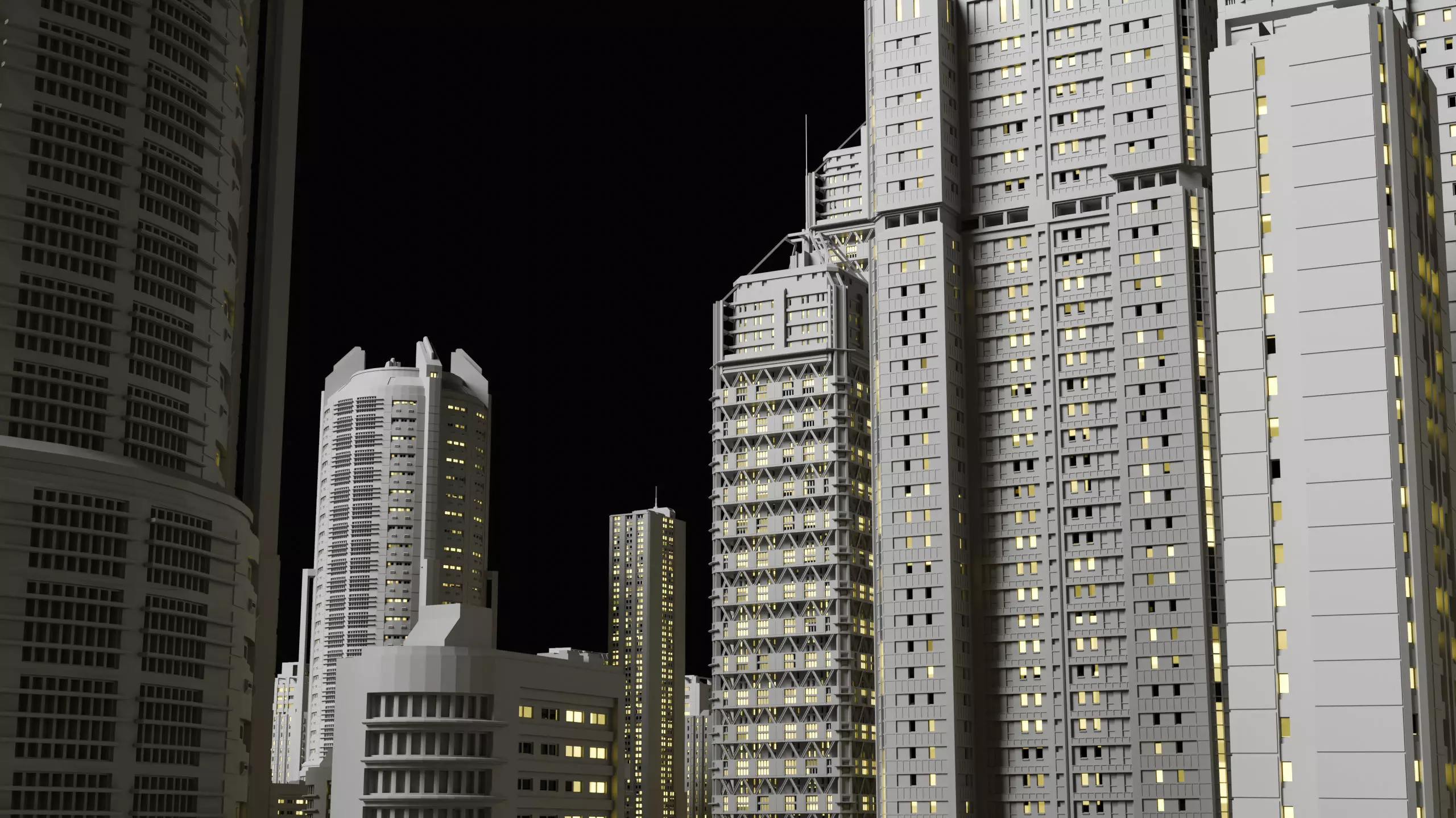 20 Sci-Fi Buildings and Skyscraper Cyberpunk Pack Blender Low-poly 3D model_5