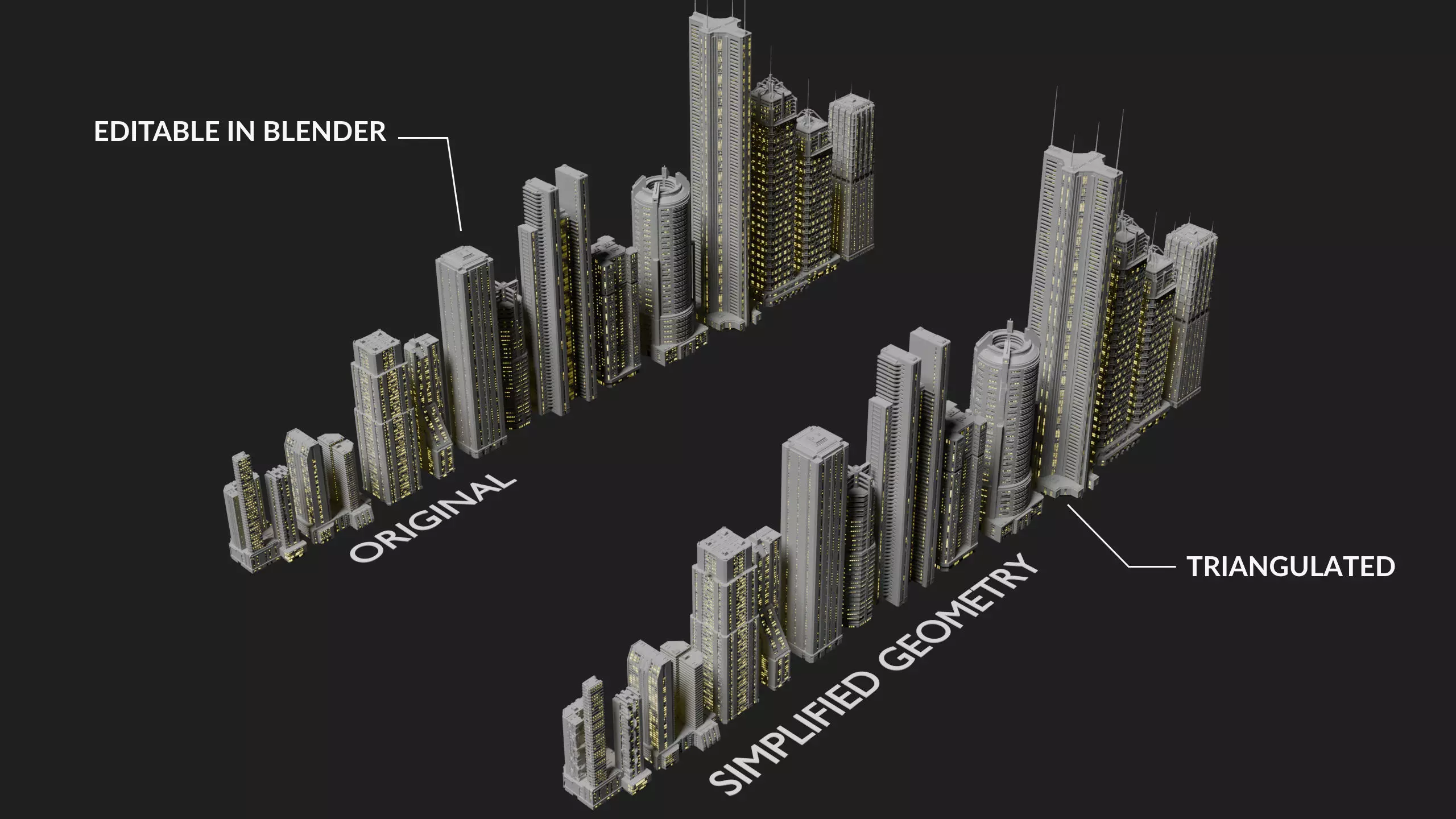 20 Sci-Fi Buildings and Skyscraper Cyberpunk Pack Blender Low-poly 3D model_10