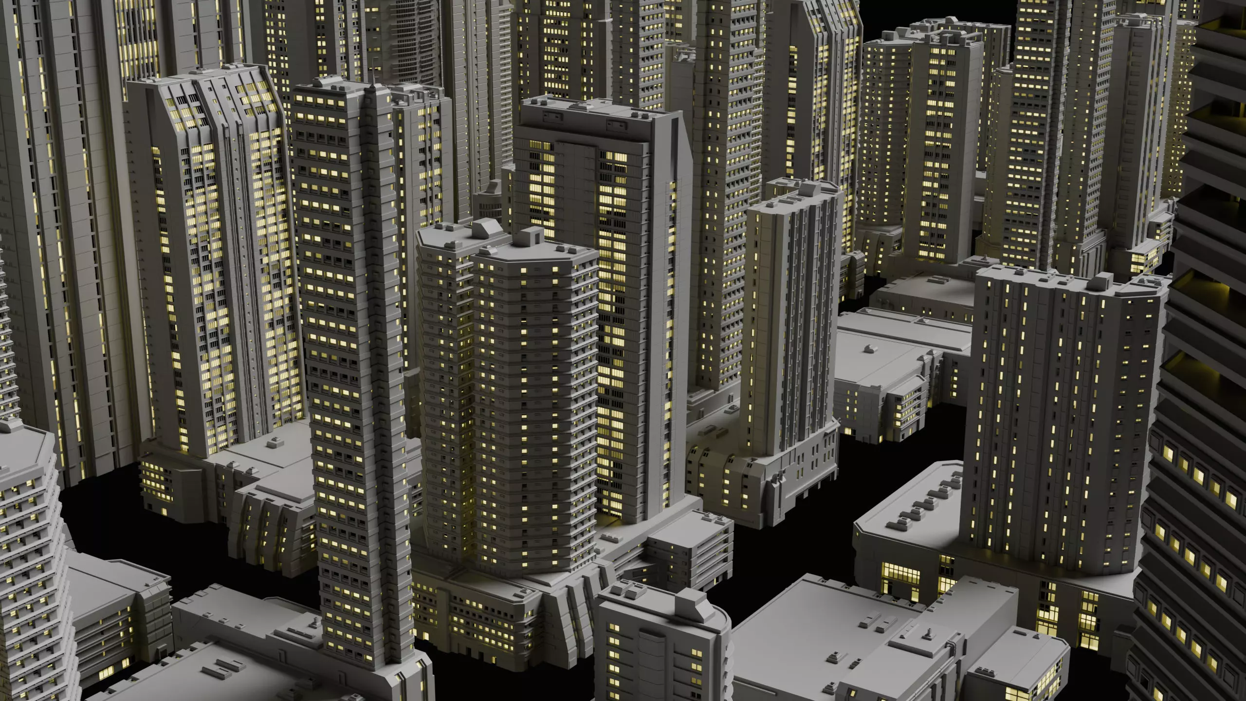 20 Sci-Fi Buildings and Skyscraper Cyberpunk Pack Blender Low-poly 3D model_7