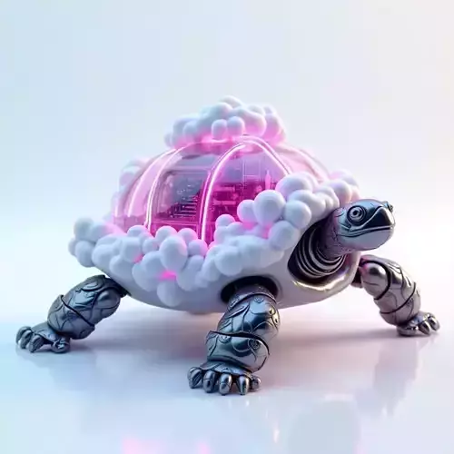 Cyberpunk Cloud Computing Turtle 3D Model Low-poly 3D model