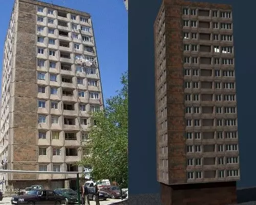 Badalyan plan of 14-storey panel building Low-poly 3D model