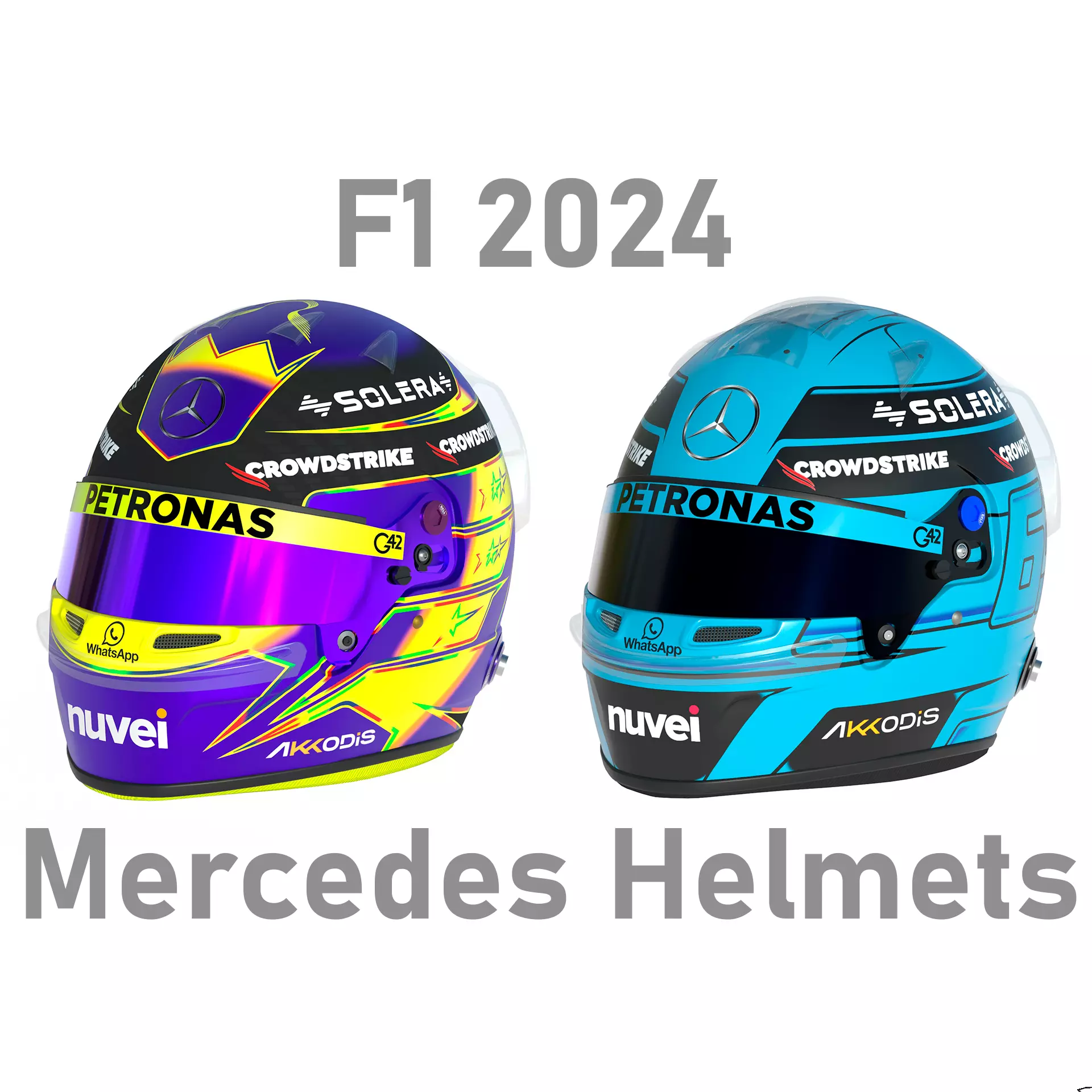 F1 Mercedes Helmets 2024 3D model