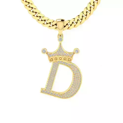 CROWN ALPHABET PENDANT WITH DIAMONDS