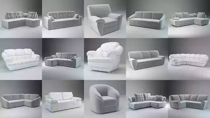 Upholstered Furniture 3D Models Collection - Basic Models 