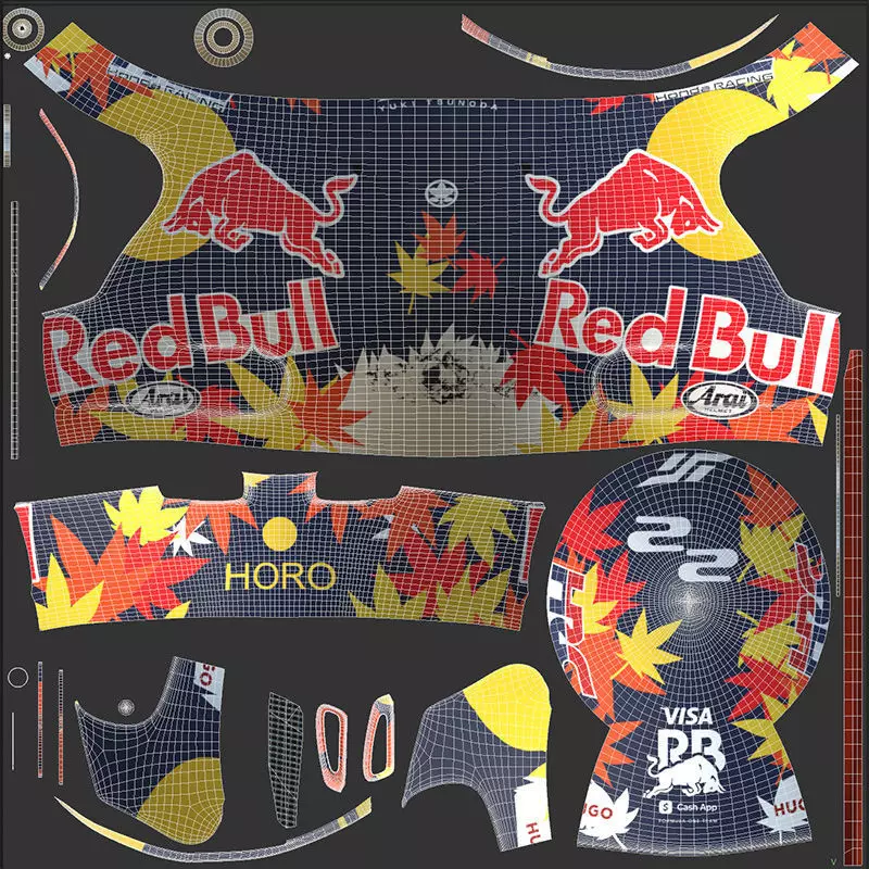 F1 Yuki Tsunoda Helmet 2024 3D model_16