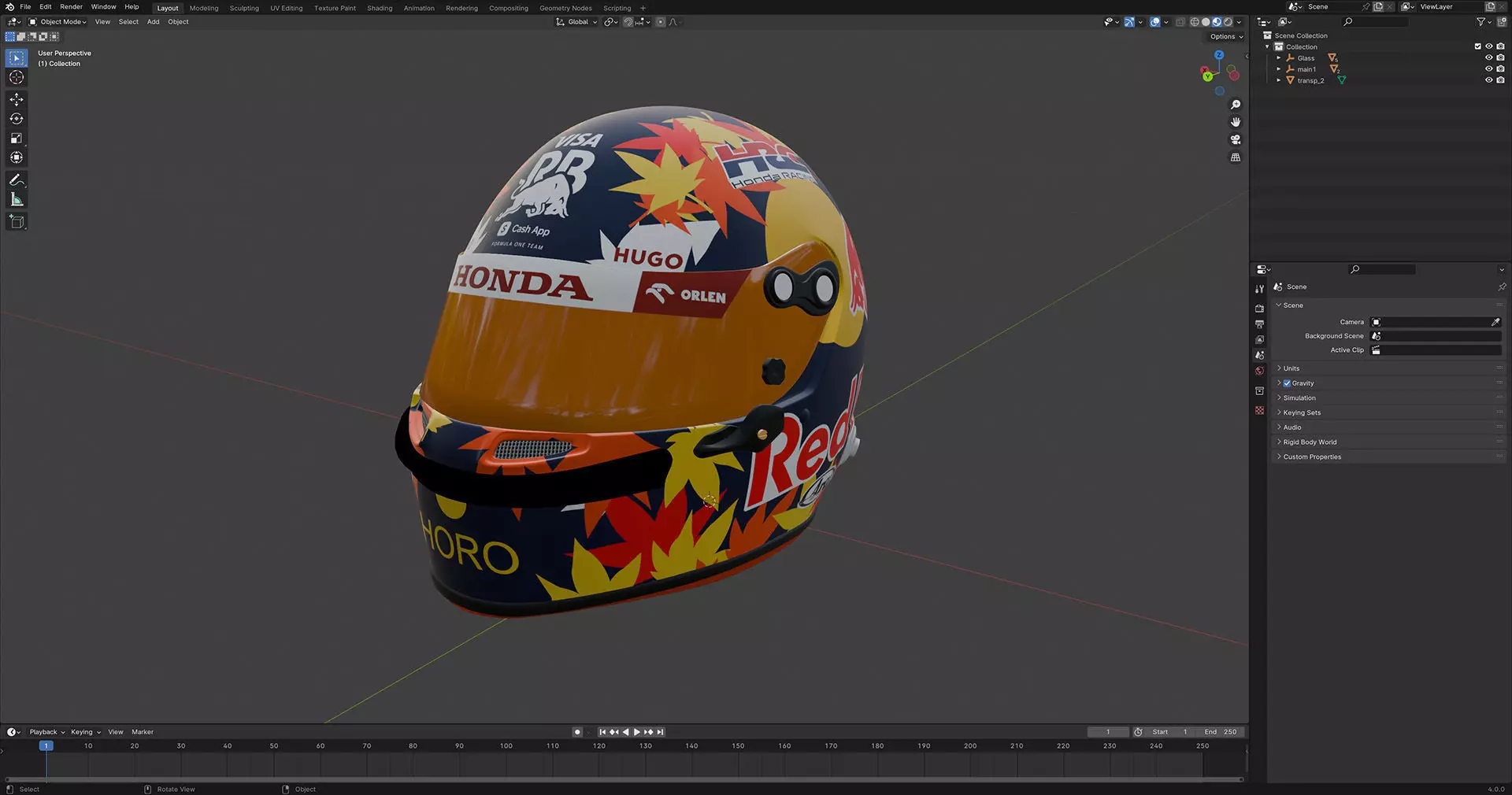 F1 Yuki Tsunoda Helmet 2024 3D model_11