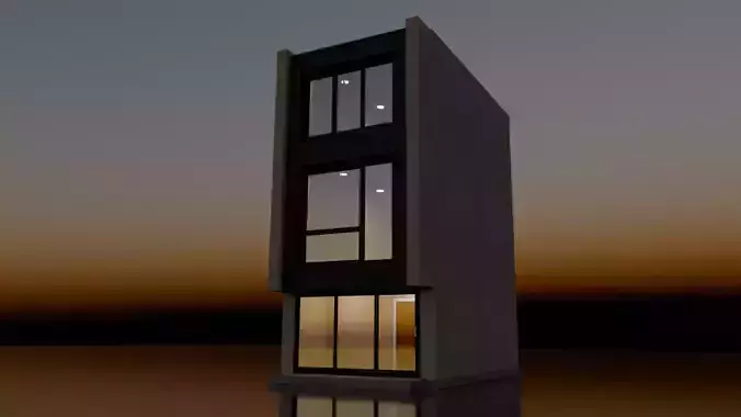 Japanese modern house urban architecture 3D game ready 