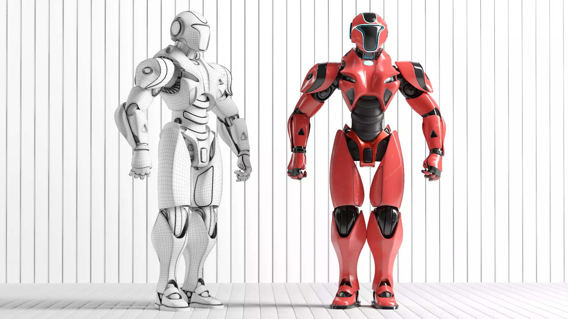 RED SCI-FI ROBOT Low-poly 3D model_9