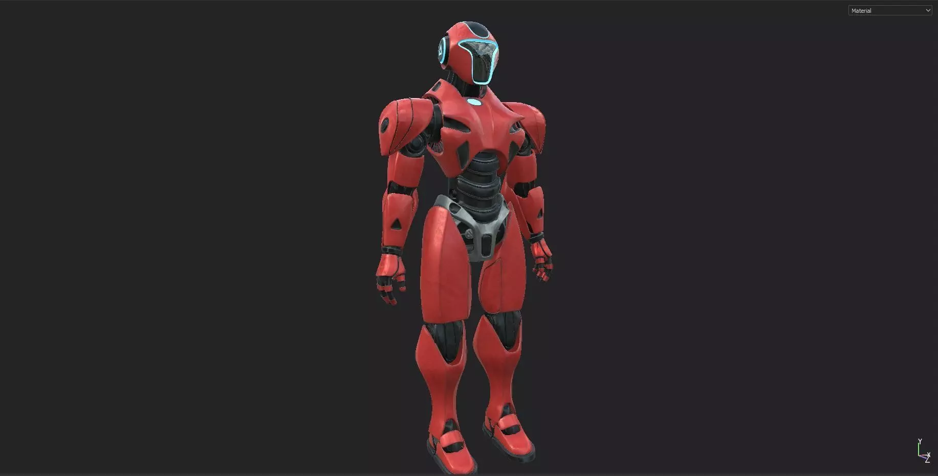 RED SCI-FI ROBOT Low-poly 3D model_15