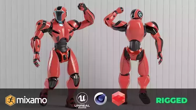 RED SCI-FI ROBOT Low-poly 3D model RED SCI-FI ROBOT Low-poly 3D model