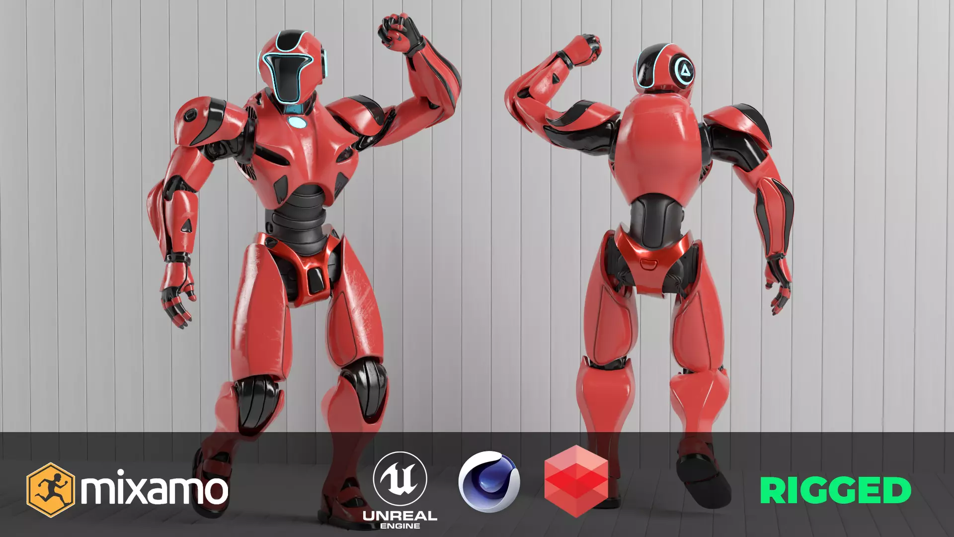 RED SCI-FI ROBOT Low-poly 3D model_0