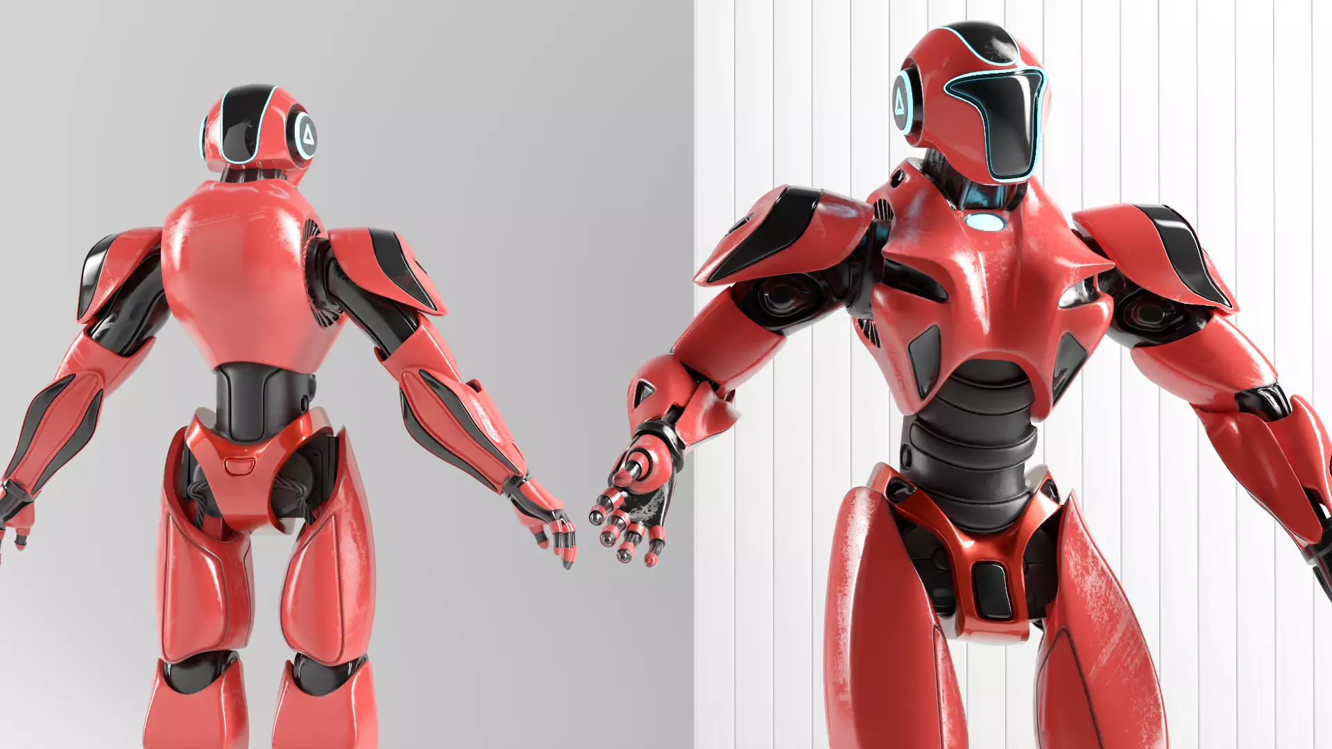 RED SCI-FI ROBOT Low-poly 3D model_7