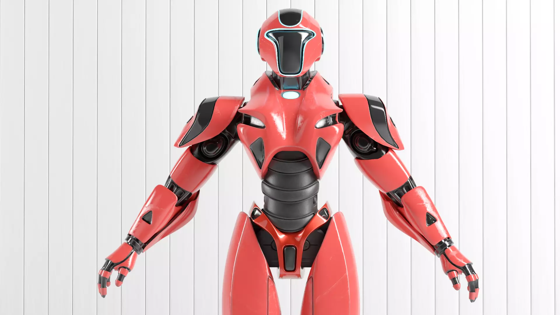 RED SCI-FI ROBOT Low-poly 3D model_8