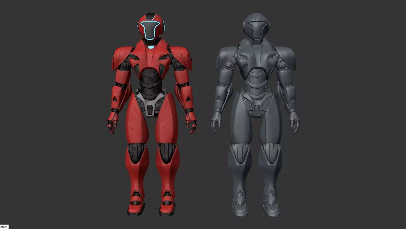 RED SCI-FI ROBOT Low-poly 3D model_21
