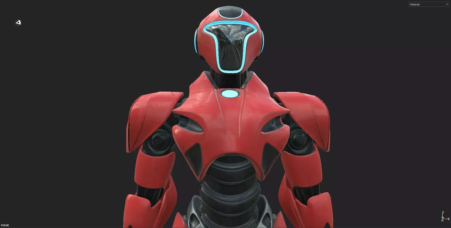 RED SCI-FI ROBOT Low-poly 3D model_13