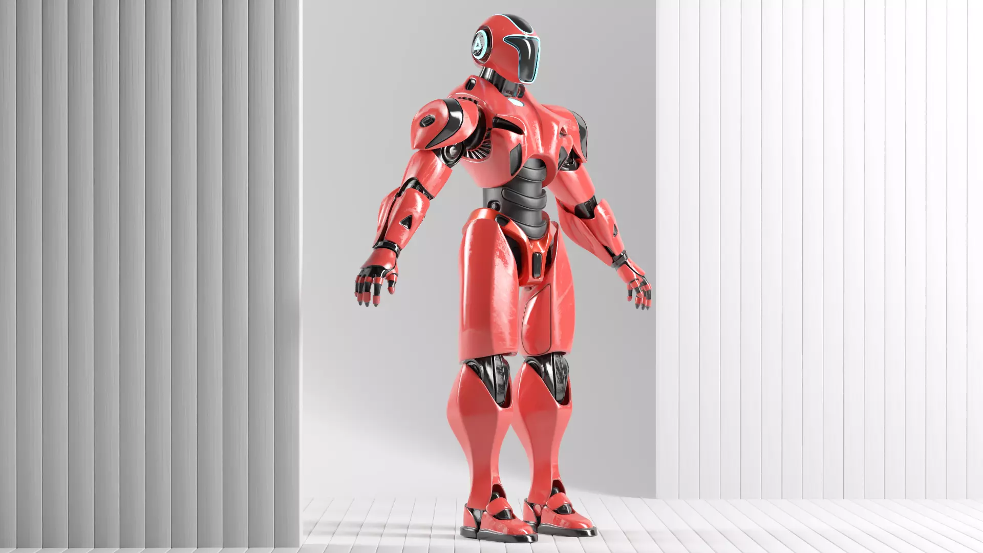 RED SCI-FI ROBOT Low-poly 3D model_5