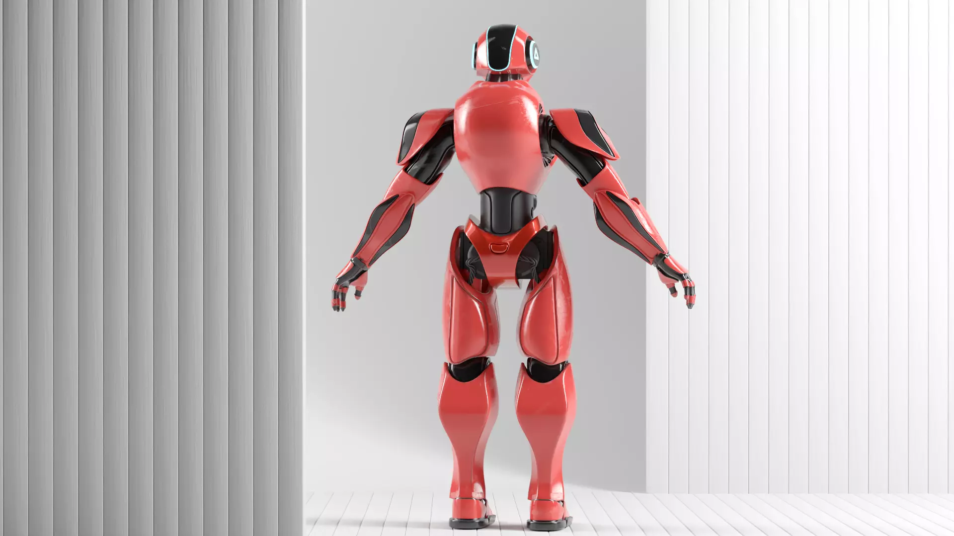 RED SCI-FI ROBOT Low-poly 3D model_6