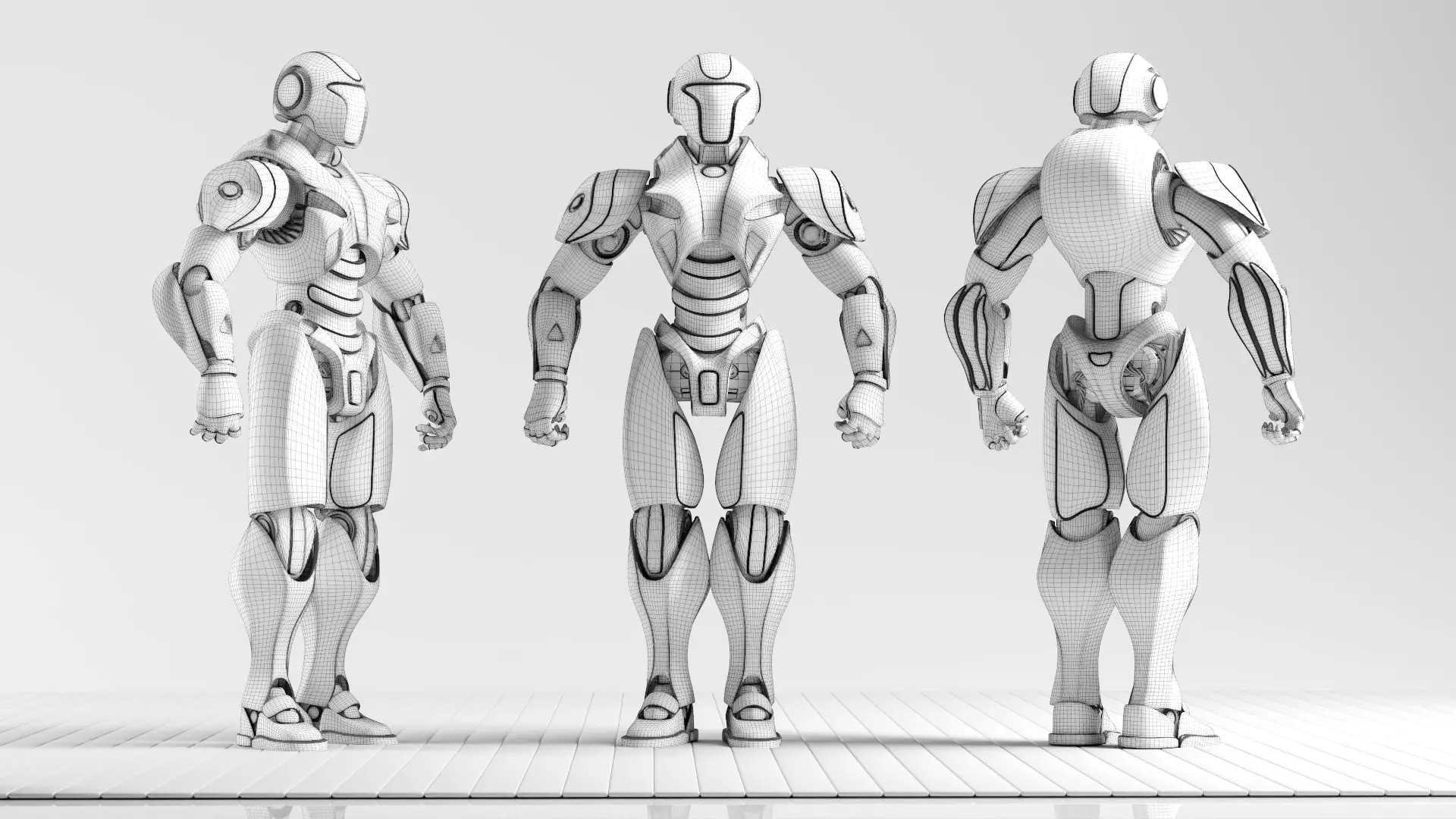 RED SCI-FI ROBOT Low-poly 3D model_10