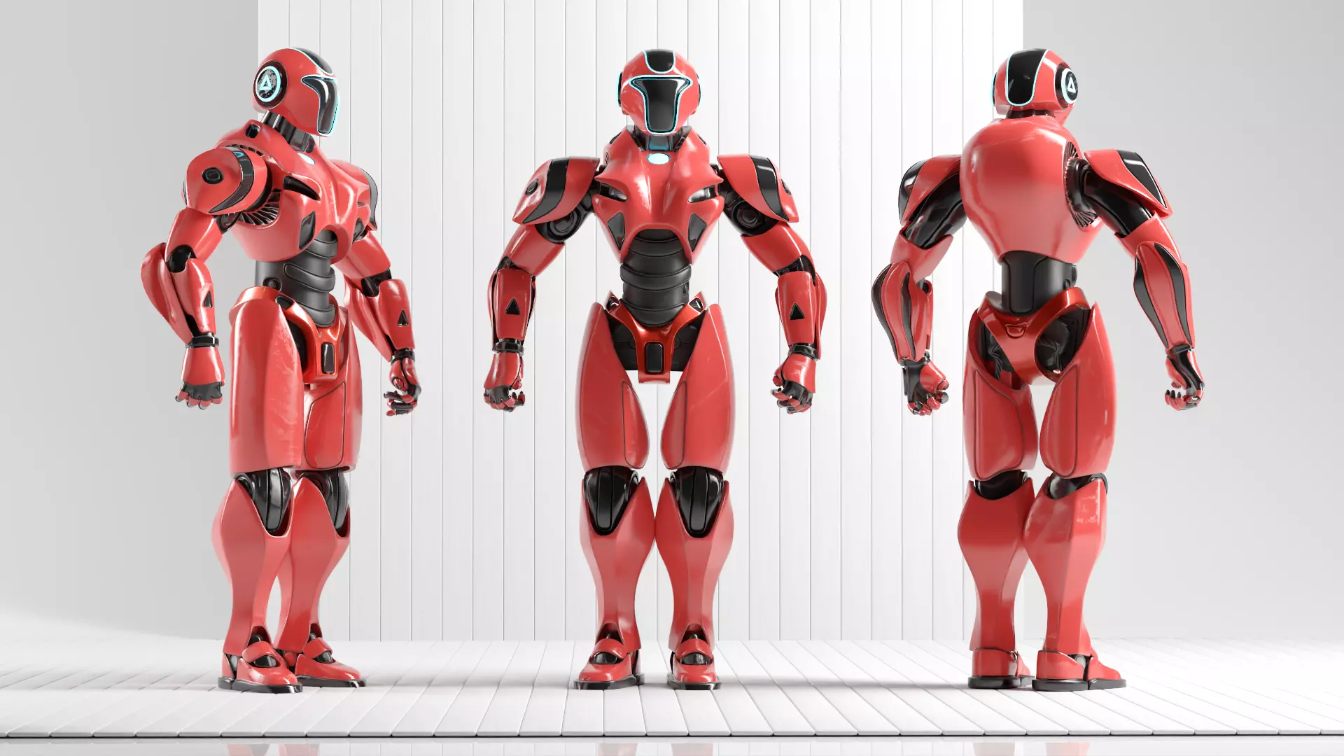 RED SCI-FI ROBOT Low-poly 3D model_3