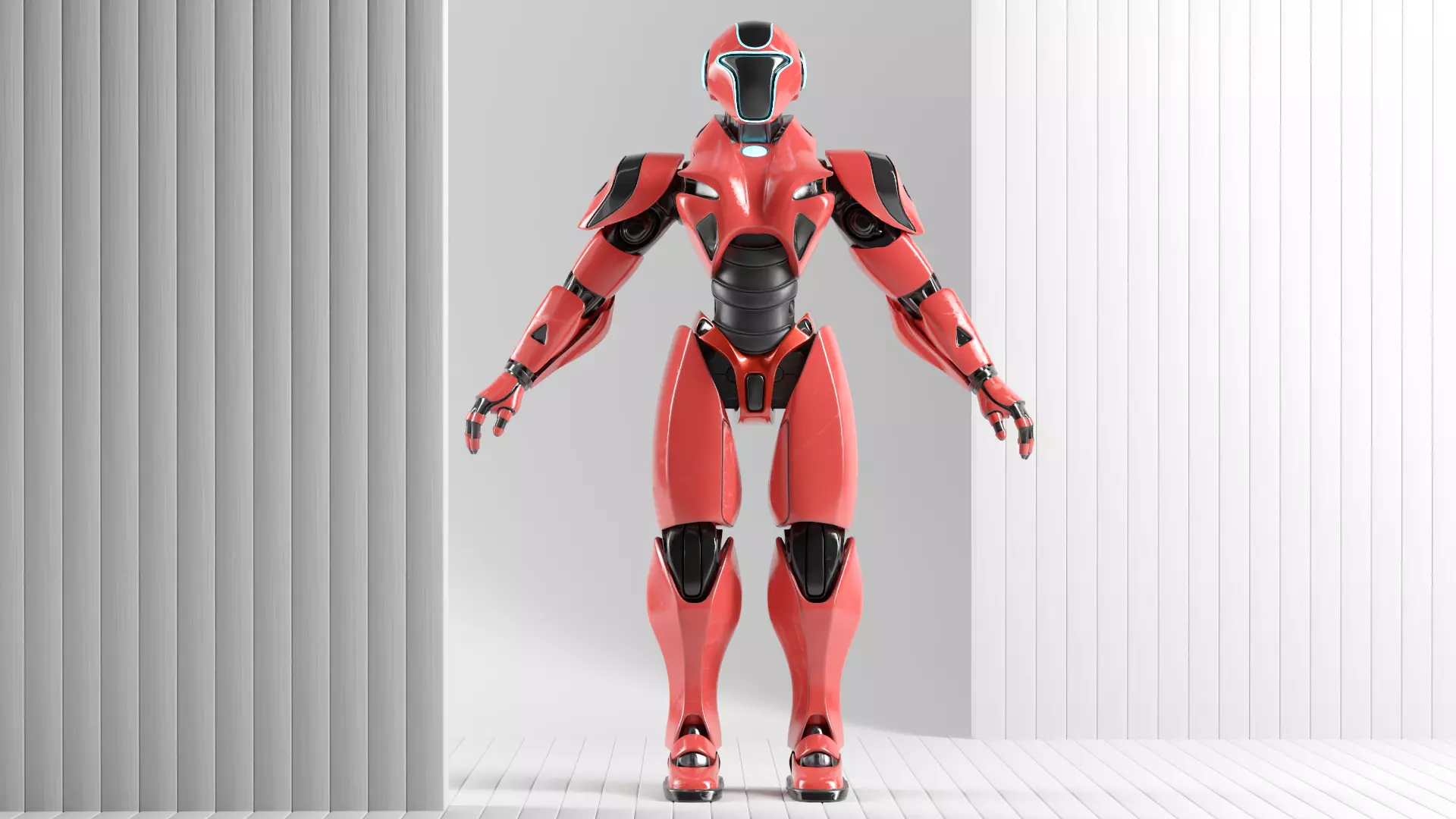 RED SCI-FI ROBOT Low-poly 3D model_4