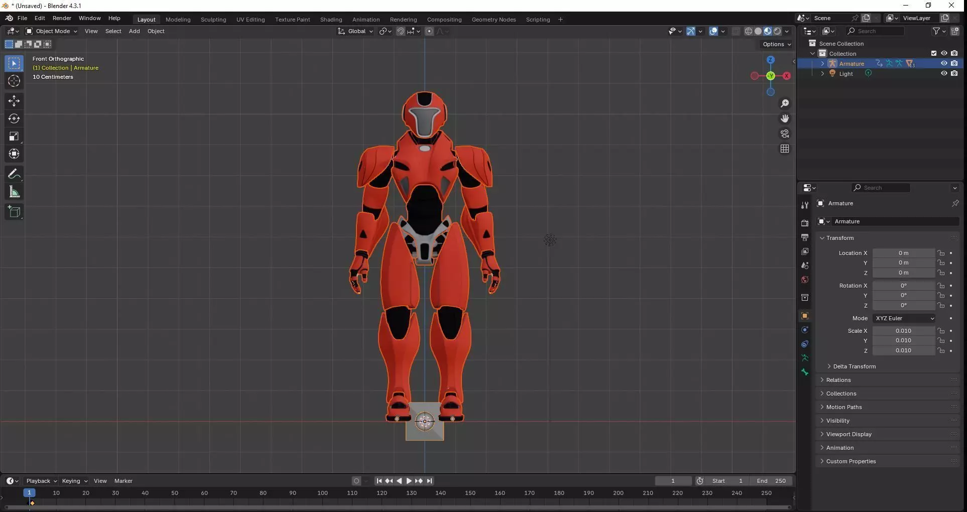 RED SCI-FI ROBOT Low-poly 3D model_29