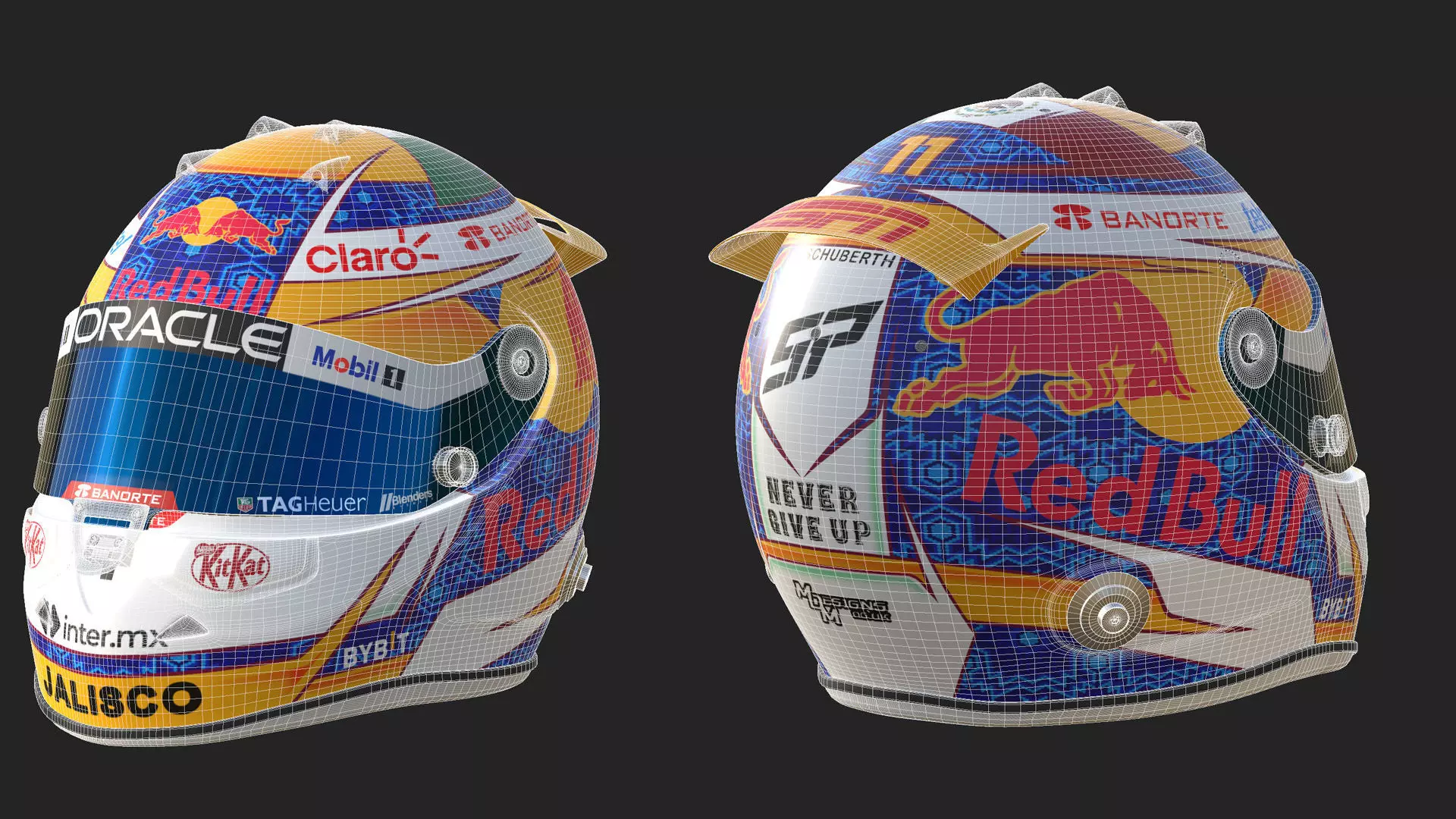 F1 Red Bull Helmets 2024 3D model_36