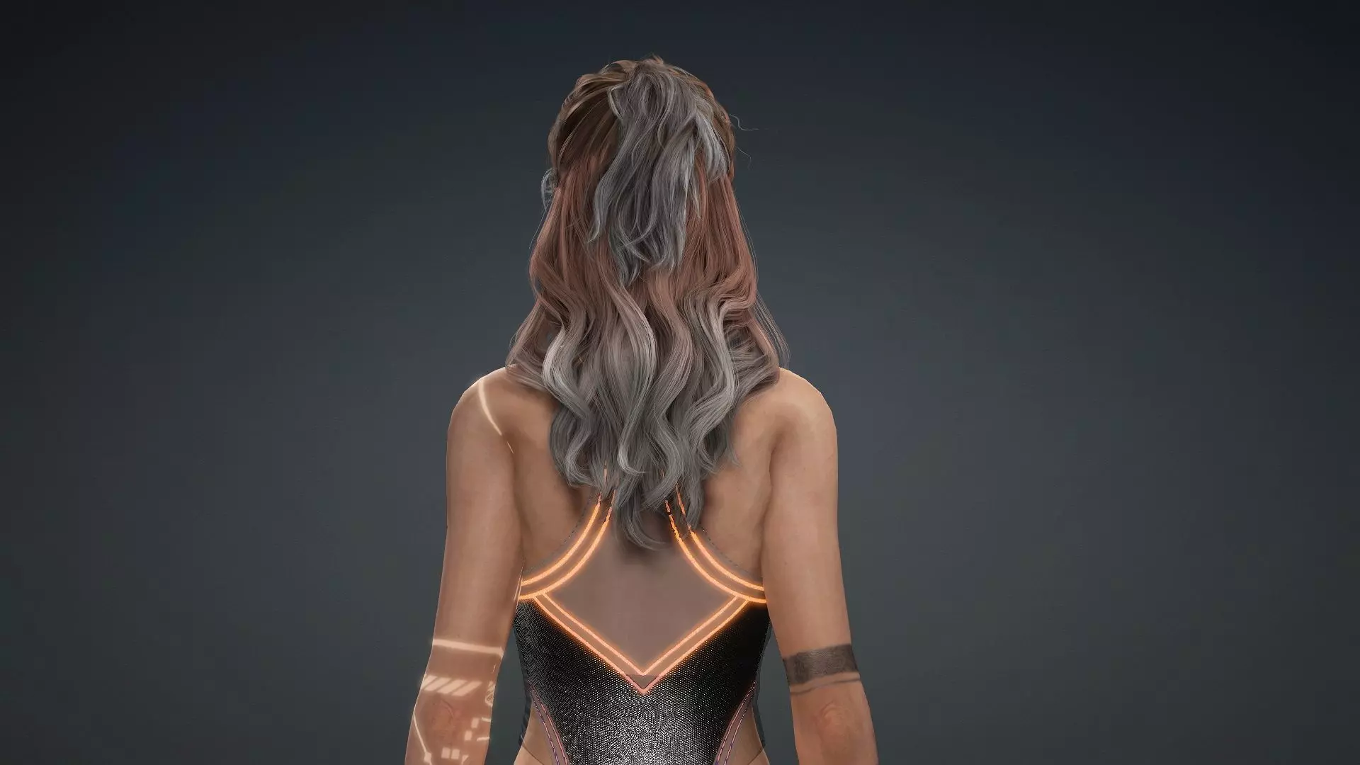 Android Cyberpunk woman - Fashion Beauty rigged Low-poly 3D model_10