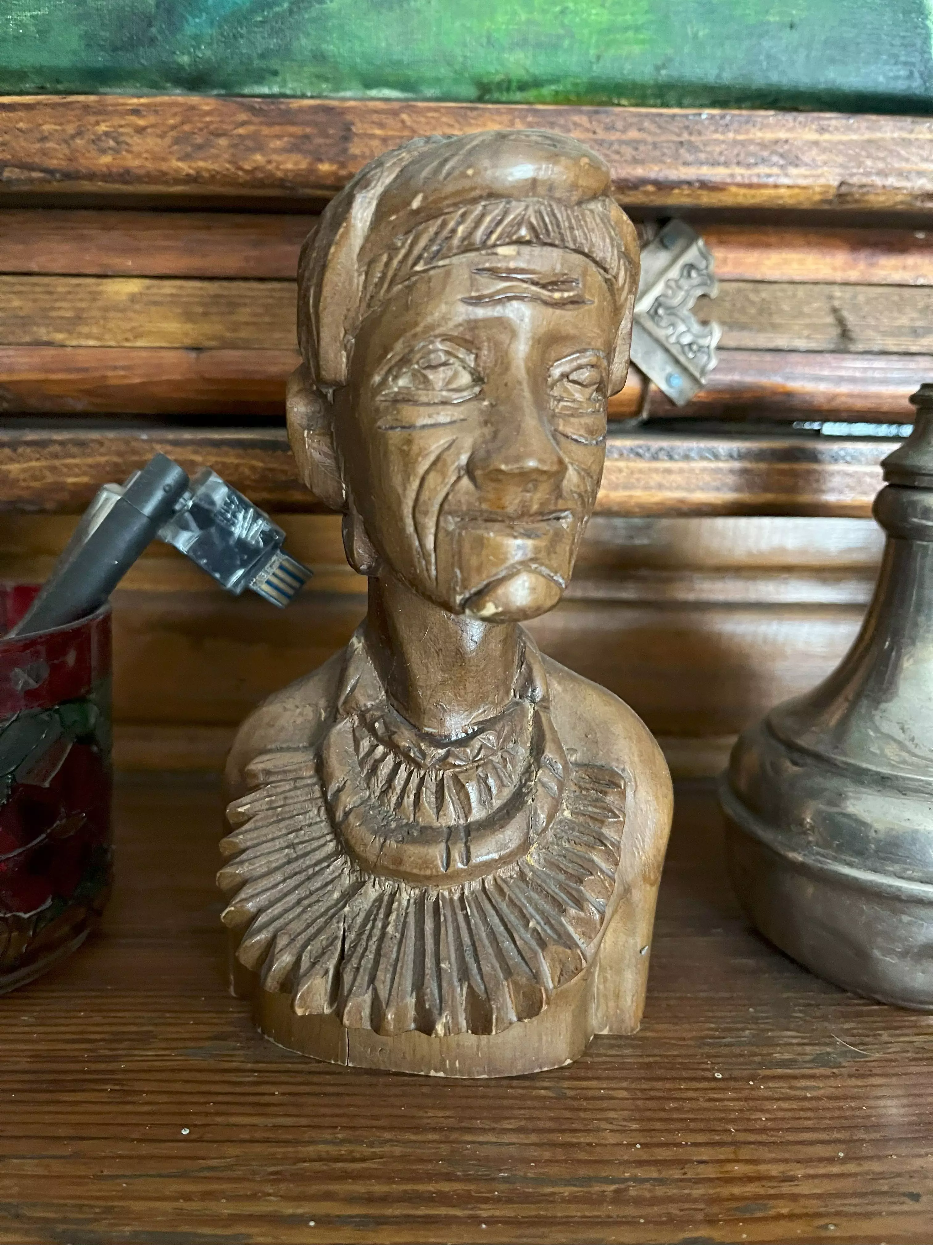 Wooden Tribal Bust Handcrafted Style 3D Sculpture Model 3D print model_0
