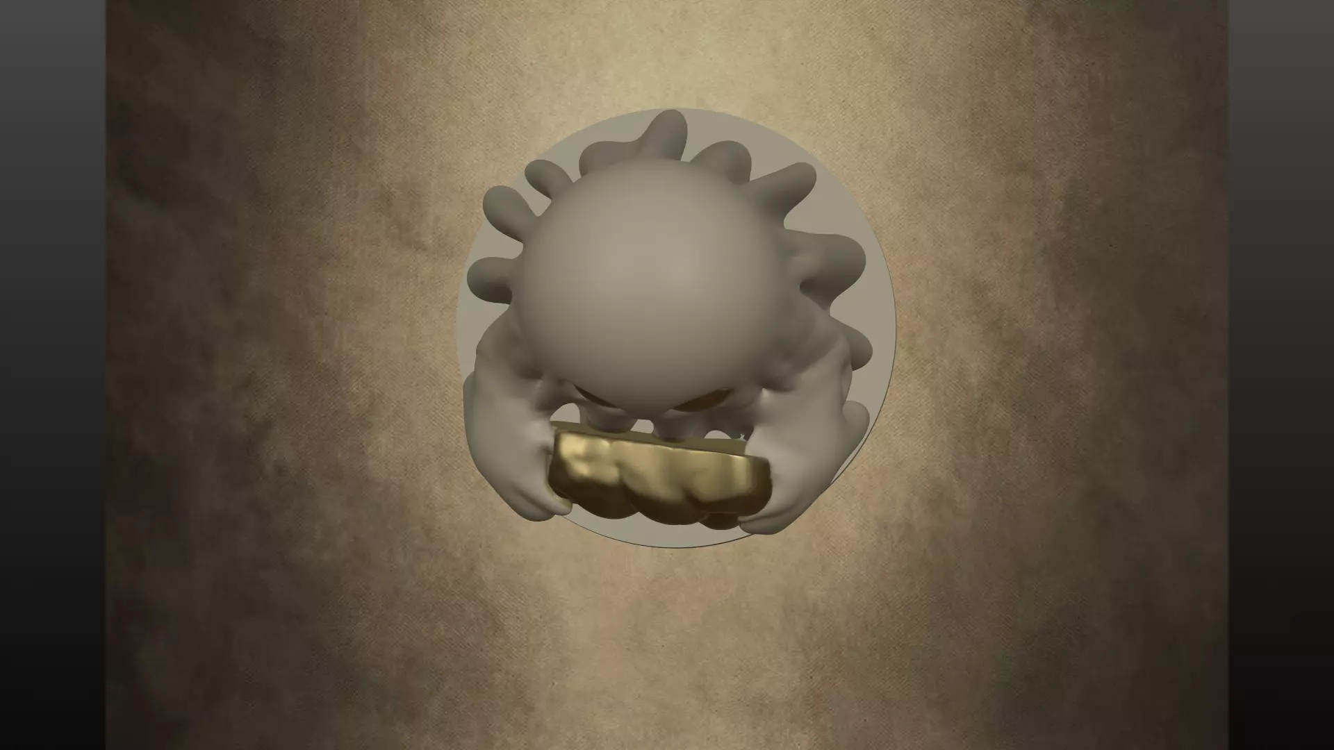 Halloween Ghost with Golden Bread - 3D Print Model 3D model_4