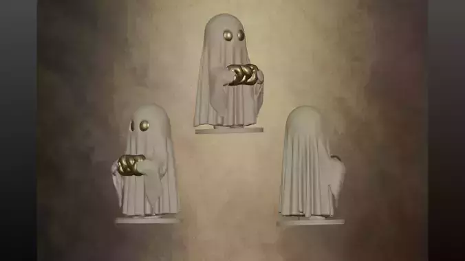 Halloween Ghost with Golden Bread - 3D Print Model 3D model