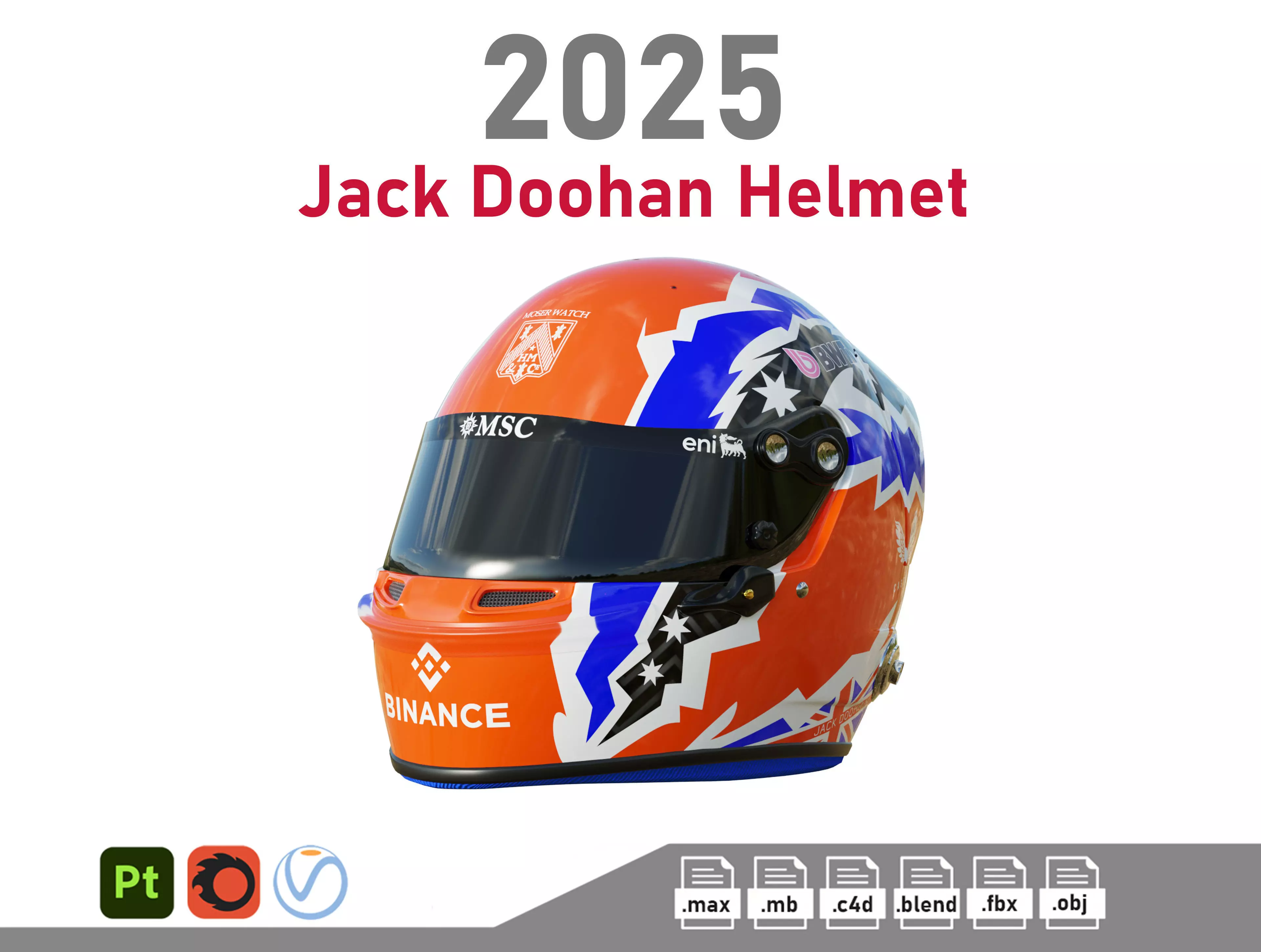 F1 Jack Doohan Helmet 2025 3D model_0