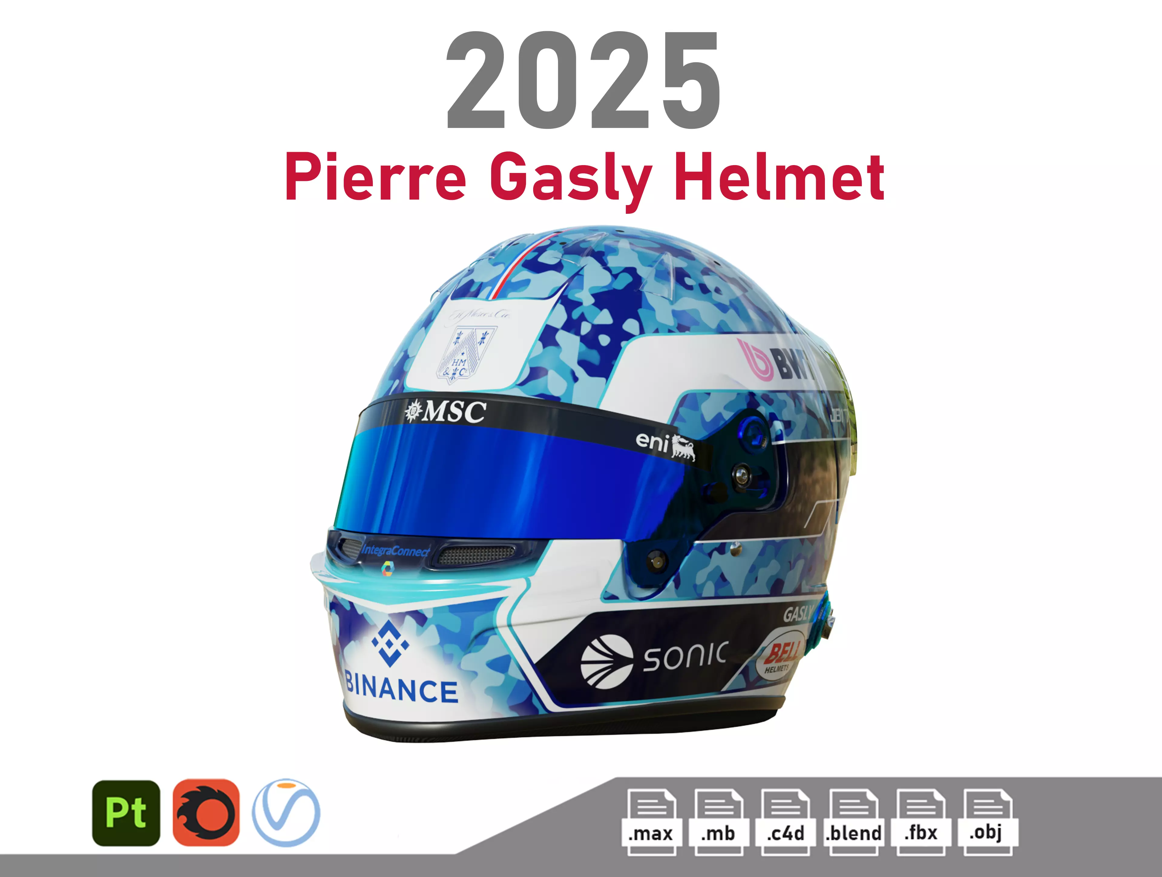 F1 Pierre Gasly Helmet 2025 3D model_0