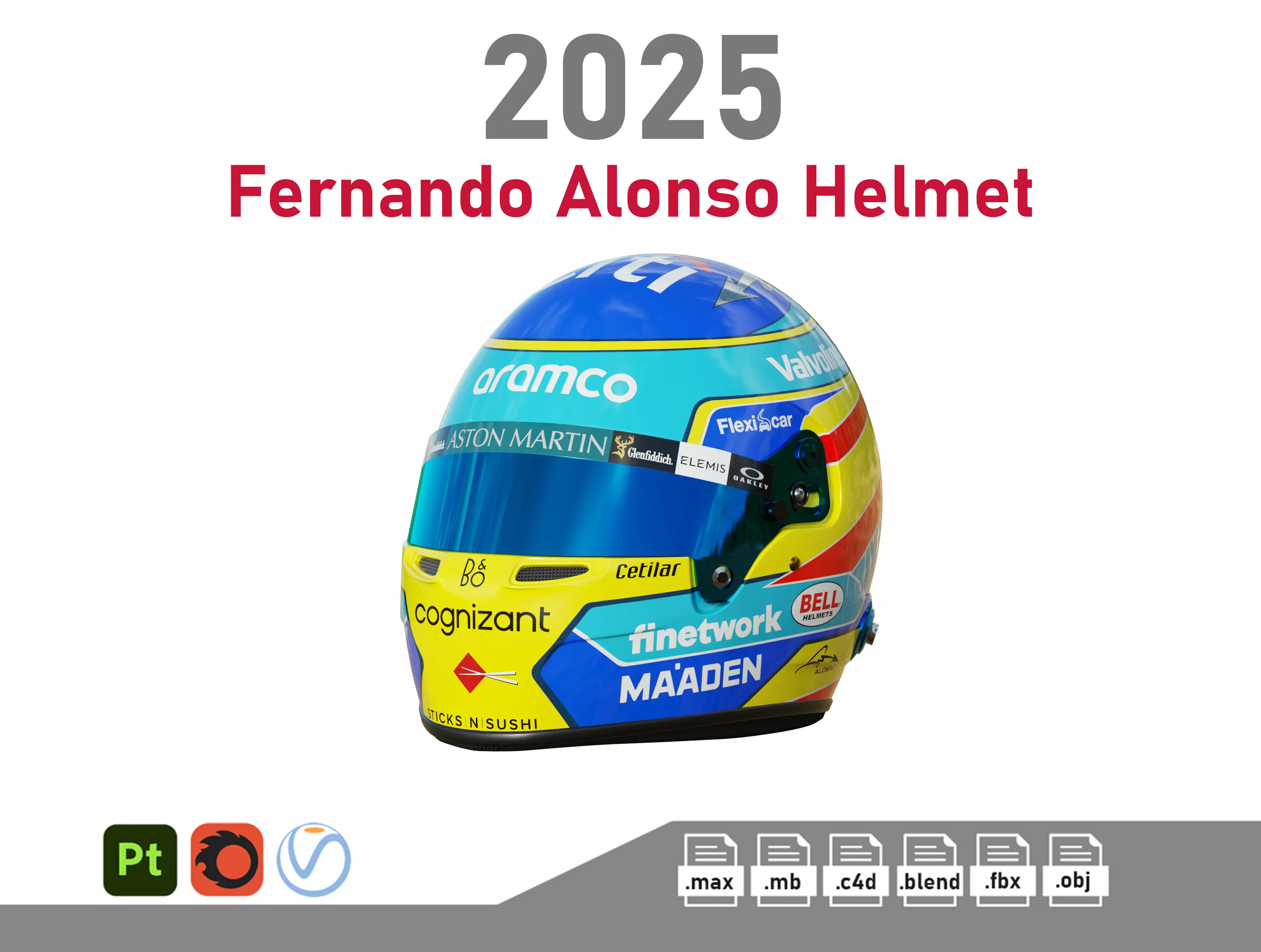 F1 Fernando Alonso Helmet 2025 3D model